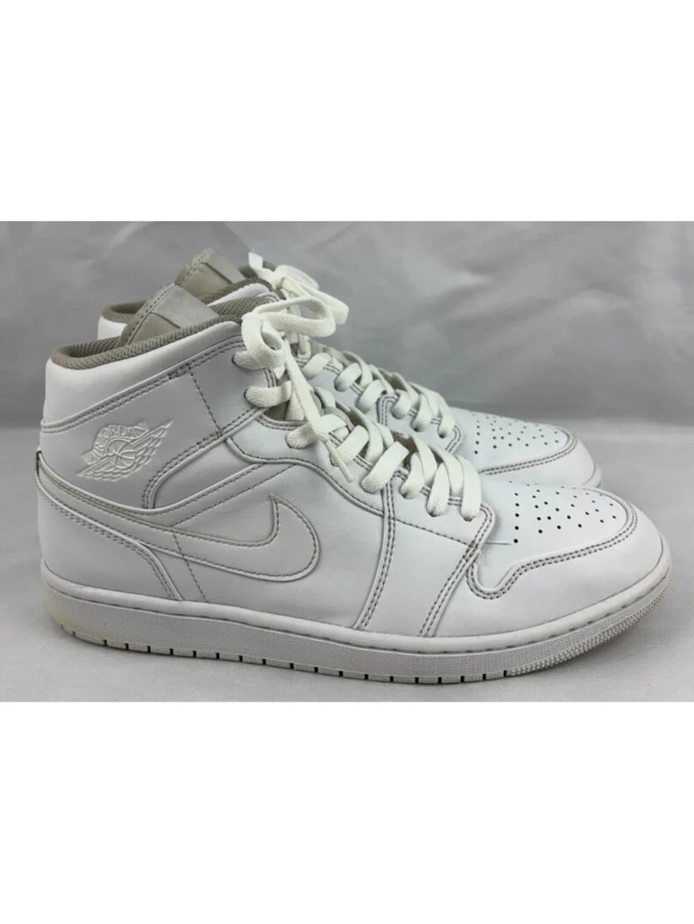 Air Jordan 1 Mid Triple White Men's US Size 11 Shoes 554724-136